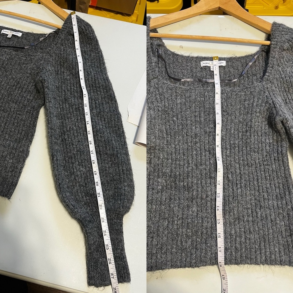 Rebecca Minkoff Grey Wool Puff Sleeve Pixi Sweater - Picture 14 of 15